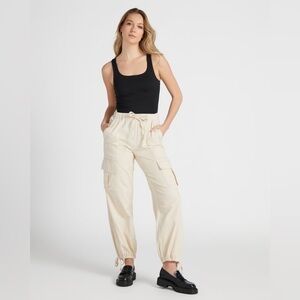 HABITUAL WOMENS DRAWSTRING CARGO BEIGE ECRU PANTS SIZE M